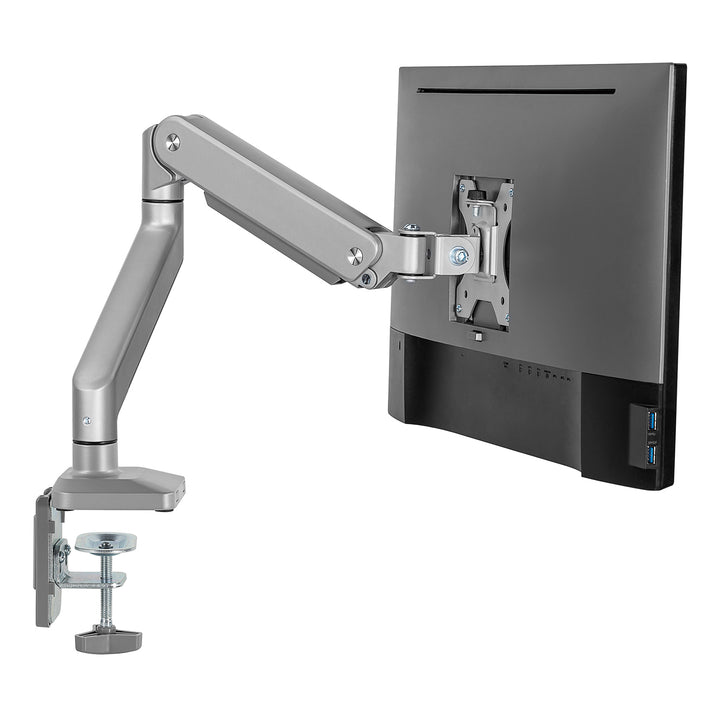 1-Fach Monitorhalterung mit Gasfeder 17"-32" Doppelarm Tischhalterung Monitorarm Schwenkbar Neigbar Drehbar VESA 75x75 100x100 bis 10kg Aluminium