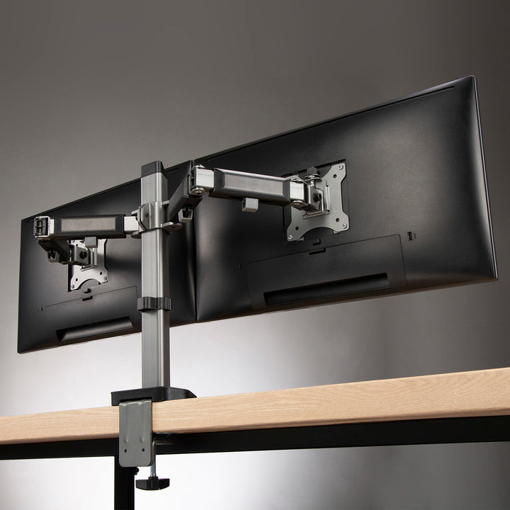 Deluxe 2-Fach Gelenk-Monitorhalterung Tischhalterung 17-32" Zoll Schwenkbar Neigbar Höhenverstellbar Doppelarm VESA 75x75 100x100 bis 2x9kg