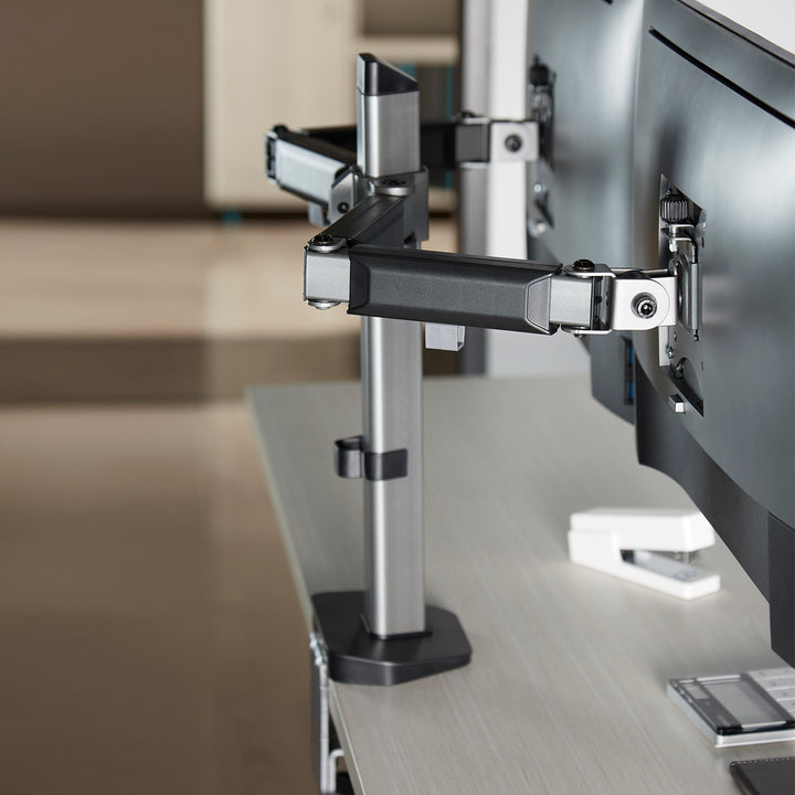 Deluxe 2-Fach Gelenk-Monitorhalterung Tischhalterung 17-32" Zoll Schwenkbar Neigbar Höhenverstellbar Doppelarm VESA 75x75 100x100 bis 2x9kg