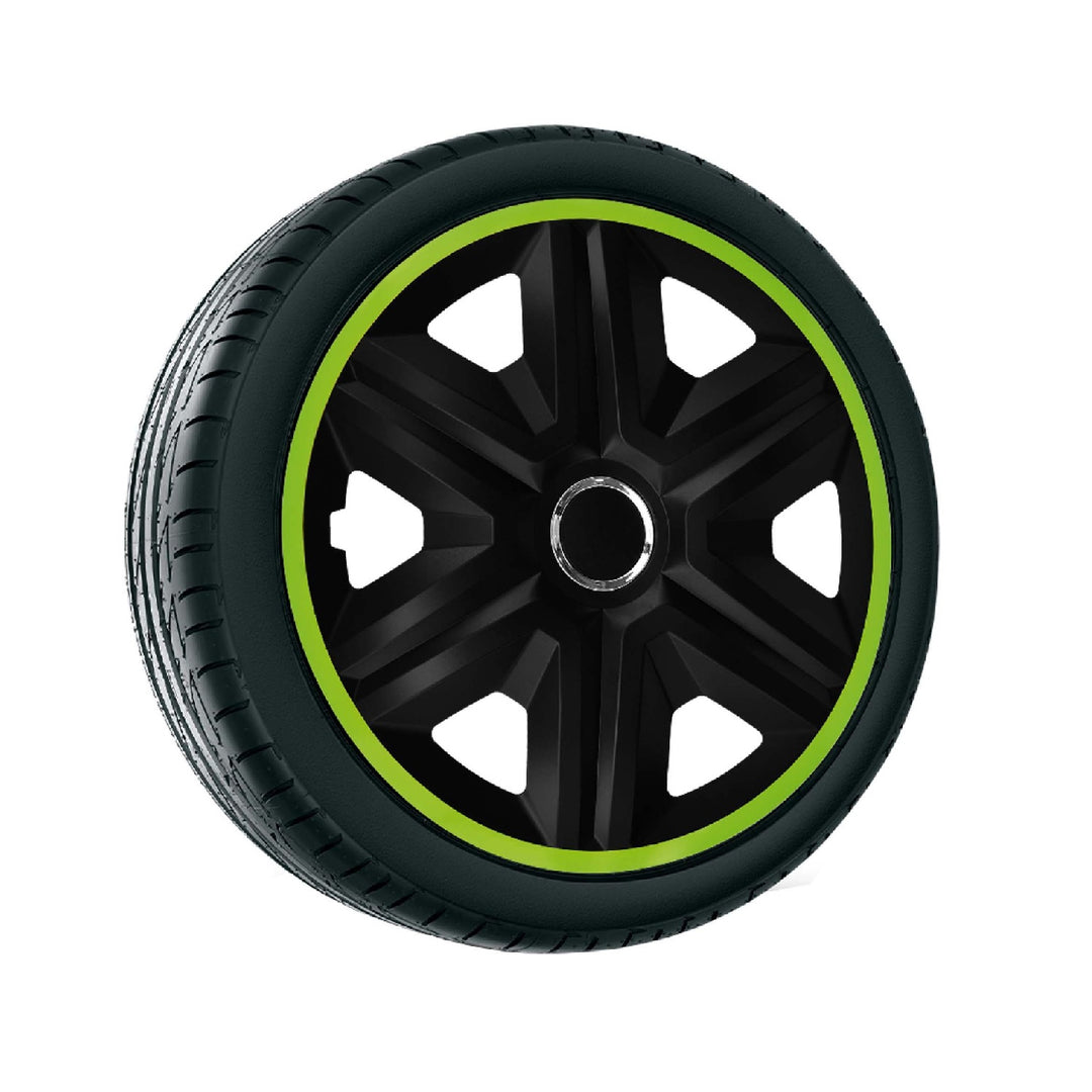 Schwarz/Grün Radkappen 16 Zoll Fast Lux NRM 4x Radzierblenden