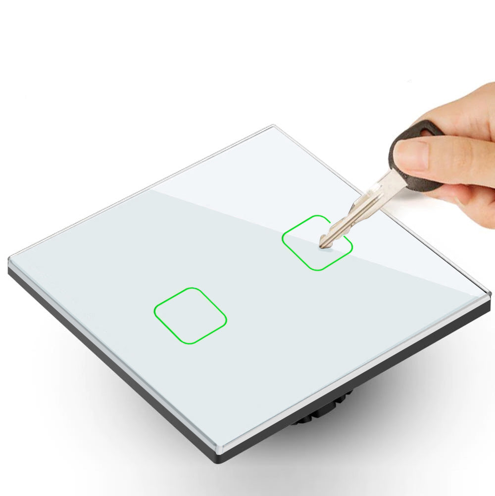 Glas Touch Lichtschalter Ausschalter Schalter mit LED Anzeige Weiß