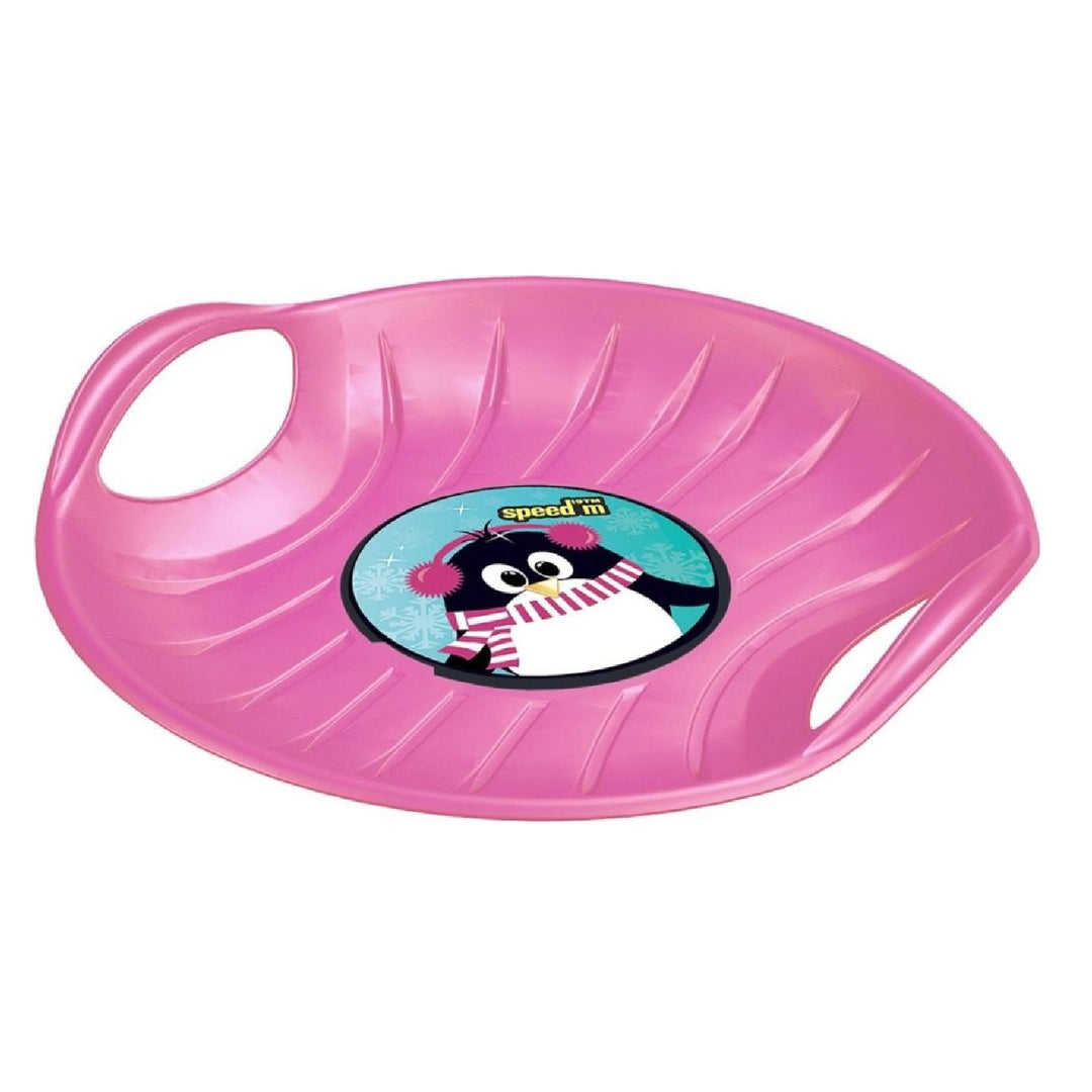 Rutschteller Schlitten Winter Schneeschlitten aus Kunststoff - 60 x 60 cm - Rosa