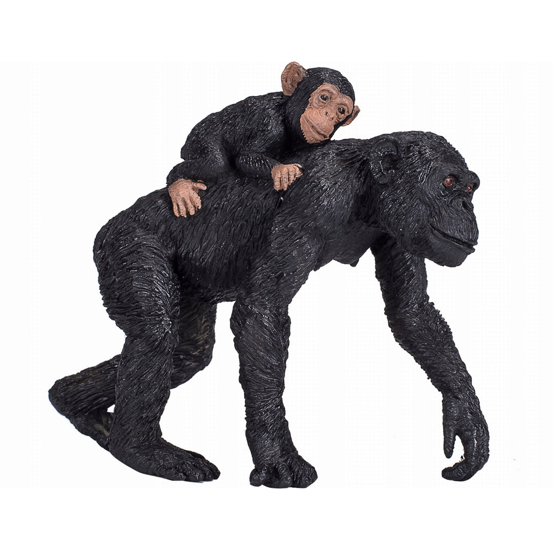 Animal Planet Tierfifur Spielfigur - Figur Schimpanse mit Baby, Animal Planet - 9 cm x 4,5 cm x 8,2 cm - detailgetreu u. handbemalt - qualitativ u. Sicher