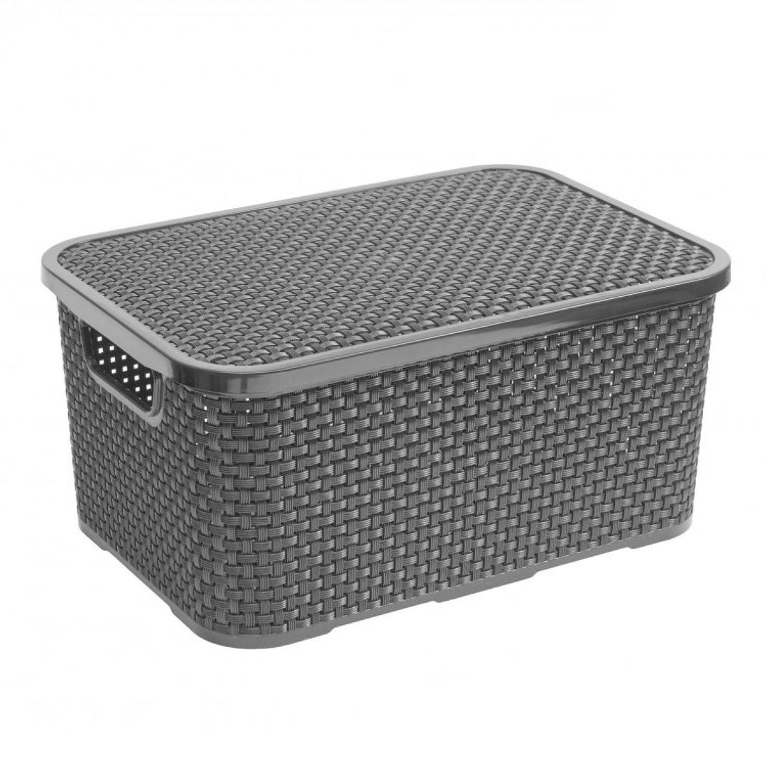 Rattankorb 10L BranQ Dose mit Deckel anthrazitfarben