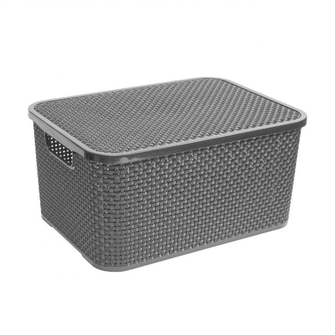 BranQ stilvoller Rattankorb mit Deckel 19L anthrazit