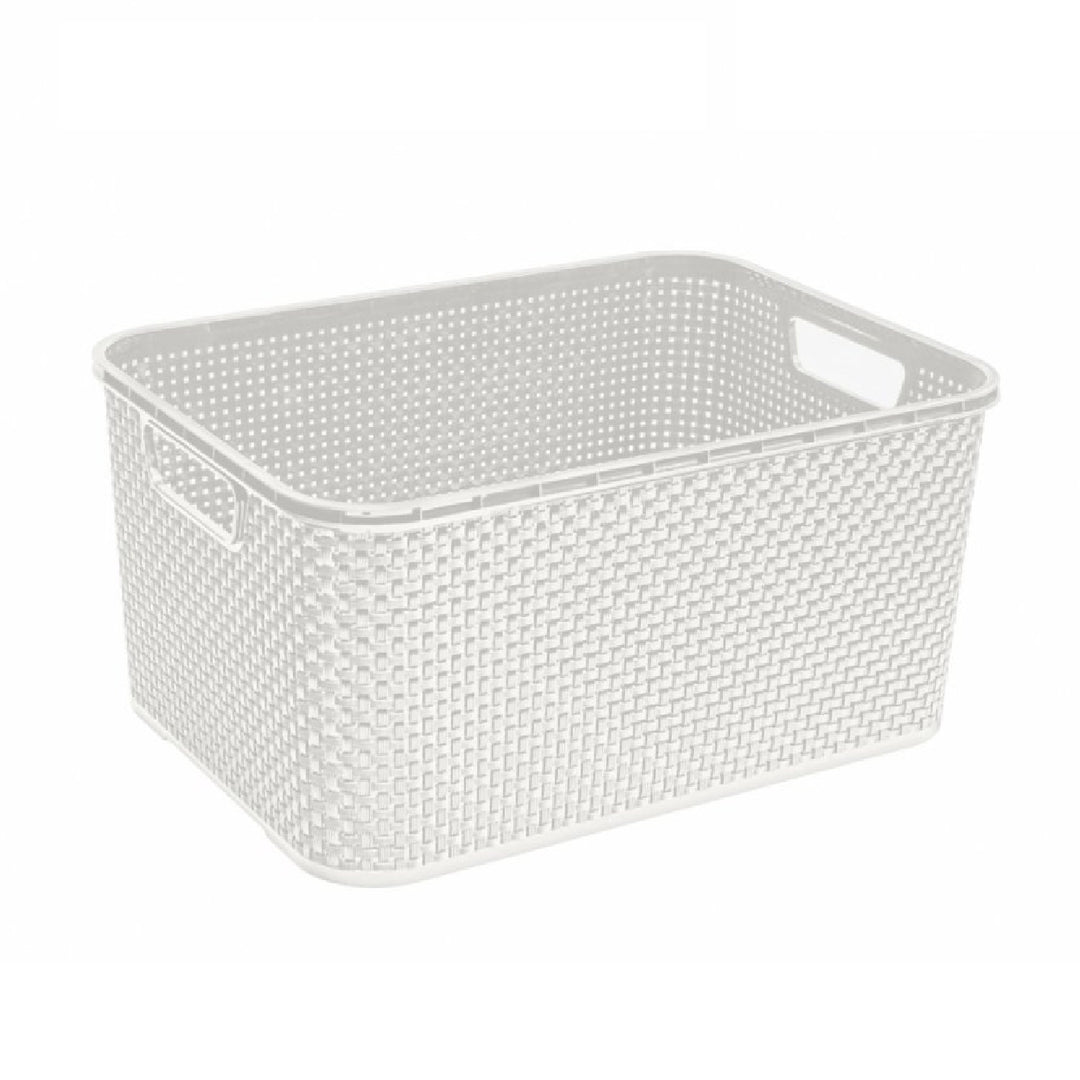 Rattankorb Dose BranQ 19L Plastik antik weiß