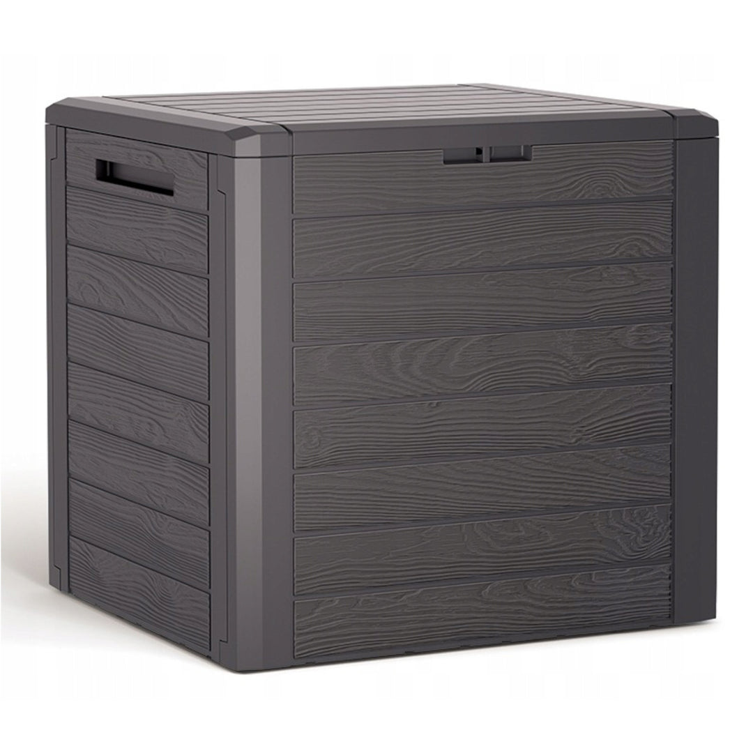 Woodebox Gartenbox Gartenkiste Kissenbox Kissentruhe Gartentruhe Verschließbar Kunststoff 140 Liter Umbra