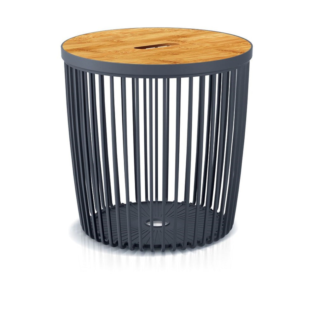 Clubo Beistelltisch mit Stauraum Korbfunktion Wohnzimmer Tisch Sofatisch Drahtkorb Modern Anthrazit (35L)