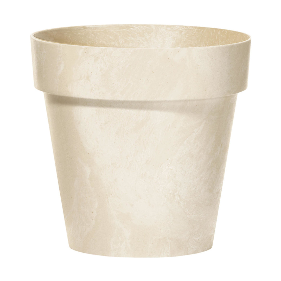 Cube Beton Effect Blumentopf für Innen- und Außenbereich Pflanzkübel UV-beständig Rund Kunststoff Ø 300mm Creme
