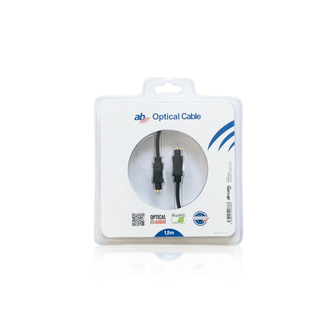 AB-Com Toslink T-T Optisches Kabel 1.5m Verlustfreie Übertragung Kompatibel mit S/PDIF, ADAT, Dolby Digital und DTS
