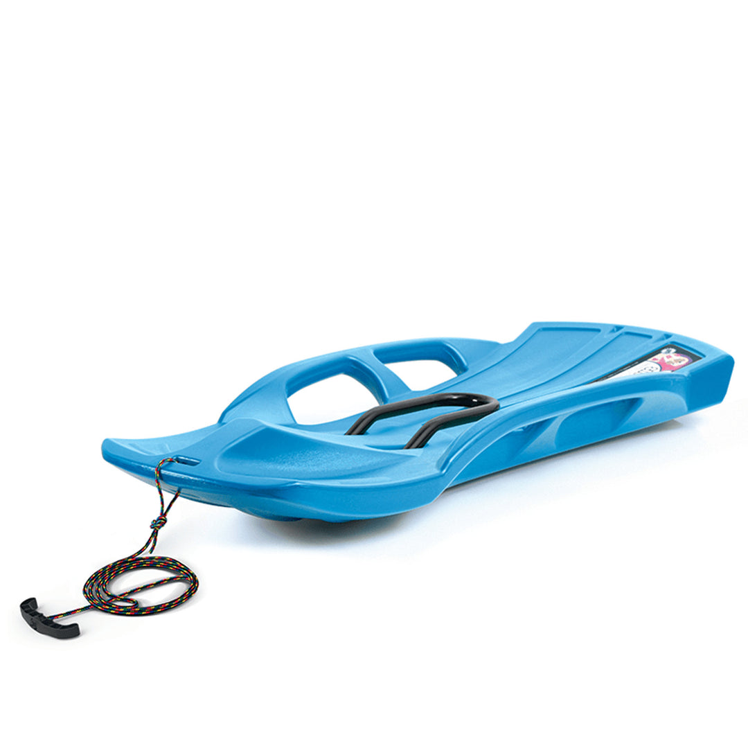 Schneerutscher Schlitten Großer Doppelschlitten Snow Train Control mit Bremse aus Kunststoff Kinderbob Schnee blau