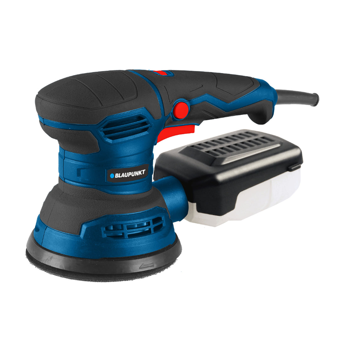 Blaupunkt OS5010 Kompakt-Exzenterschleifer 4000-12000 U/min 300W 125 mm Durchmesser Staubabsaugfunktion 230 V 12x Austauschbare Schleifscheiben