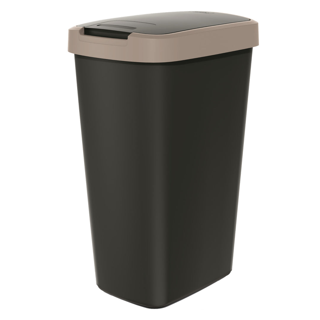Keden Compacta Q Mülleimer mit Schwing- und Klappdeckel Kunststoff Mülltrennung Abfallbehälter Recycling Abfallsammler hellbraun 45l