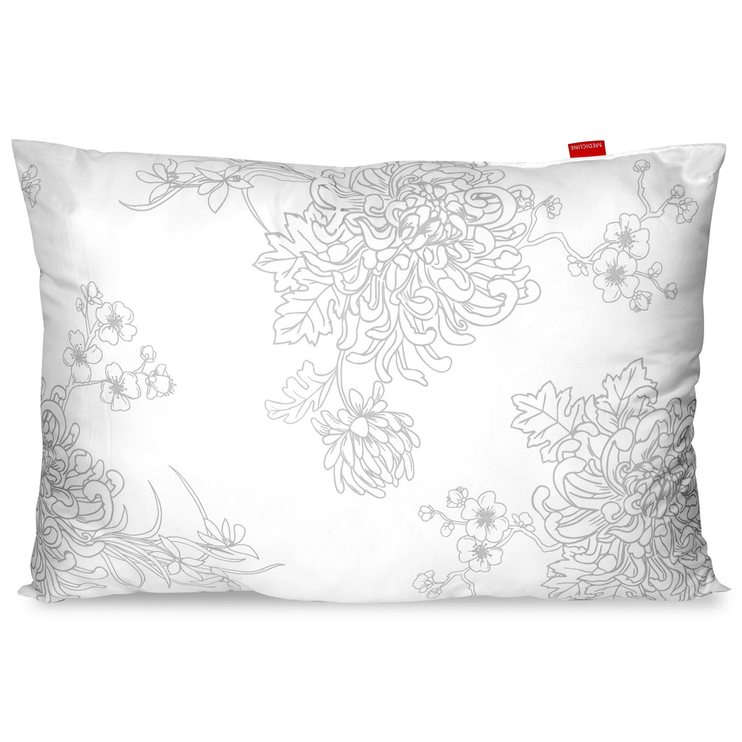 Medicline Kissen Kopfkissen Bezugsmaterial aus Mikrofaser Füllmaterial aus Silikon Antiallergisch 80 x 80 cm, Blumenmuster