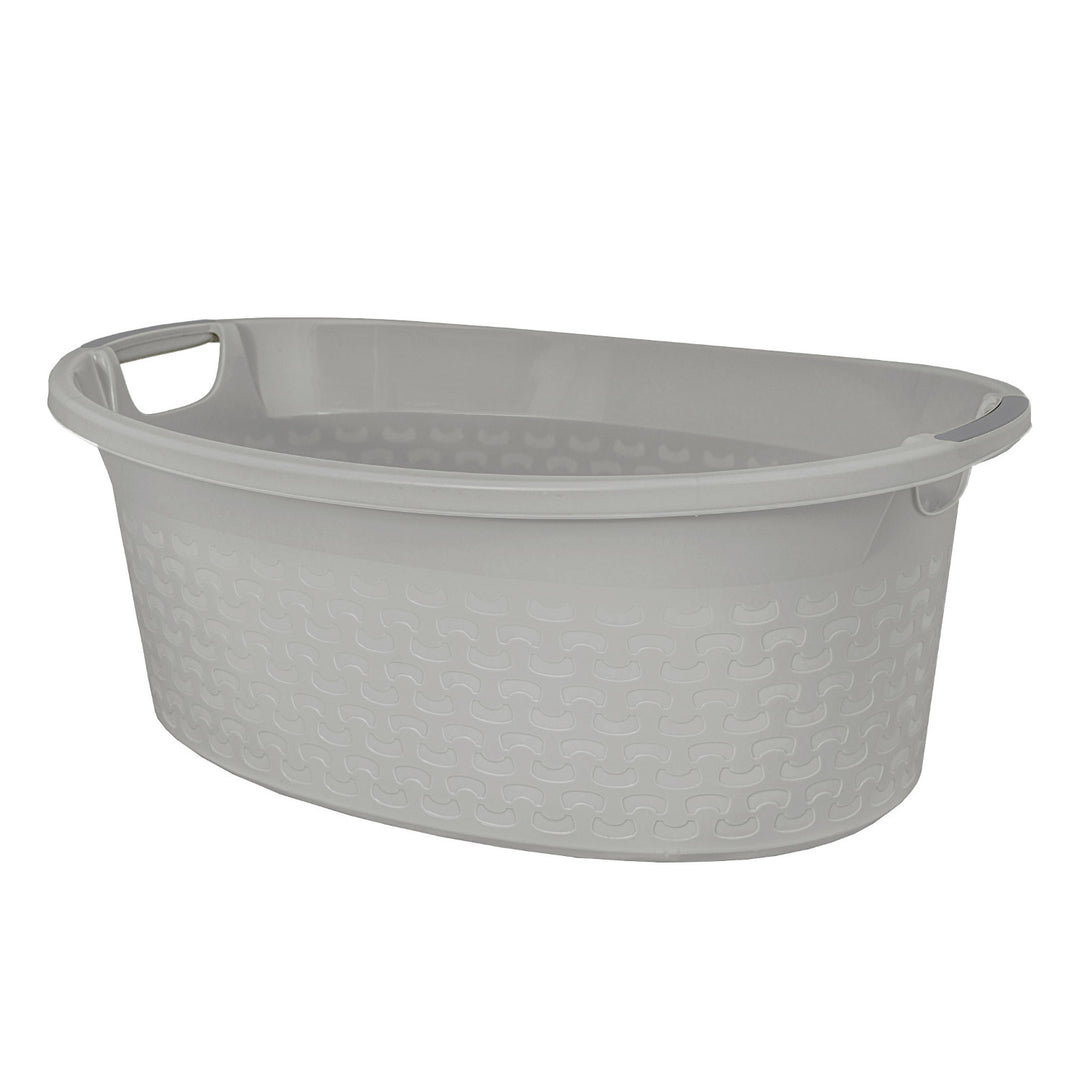 BranQ Cotton Wäschesammler Ovaler Wäschekorb Wäschewanne Ergonomische Griffe 60L Waschbehälter Für Badezimmer Hellgrau
