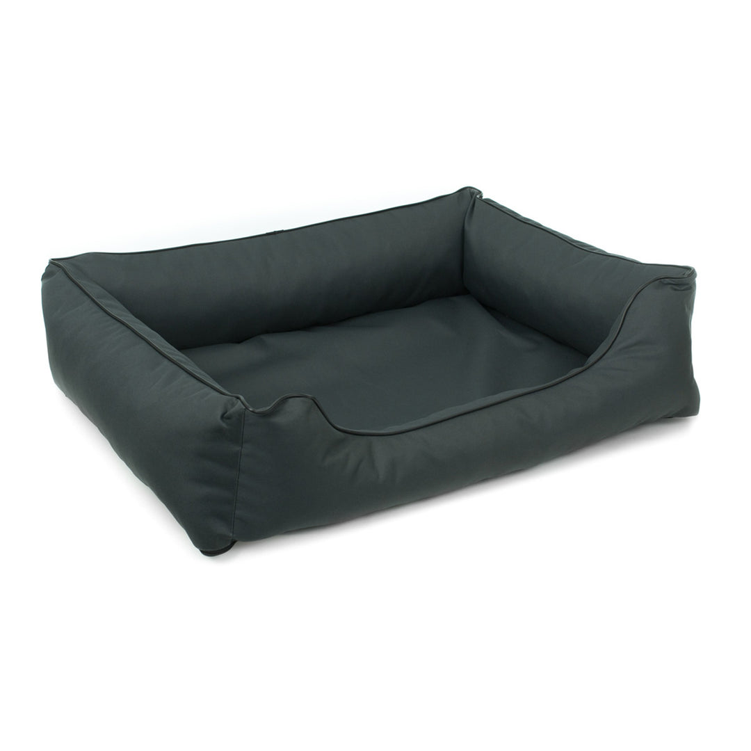 Mestizo Valencia Orthopedic Orthopädisches Haustierbett Hundekorb Tierbett Hundesofa Bezug aus wasserdichtem Polyestergewebe Cordura (Außenmaße: 65x50cm / Innenmaße: 41x27cm, Dunkelgrau/Schwarz)