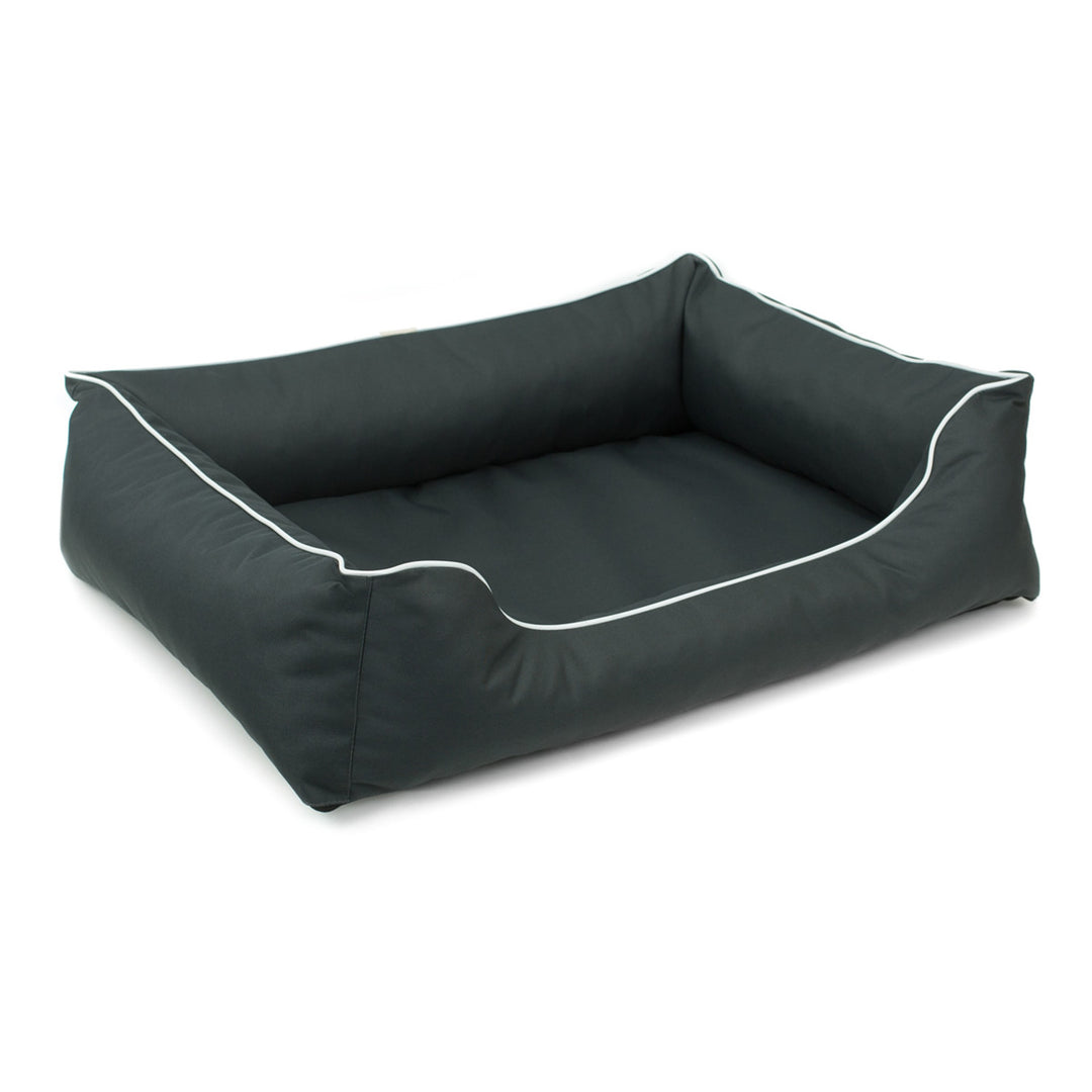 Mestizo Valencia Orthopedic Orthopädisches Haustierbett Hundekorb Tierbett Hundesofa Cordura Außenmaße: 65x50cm / Innenmaße: 41x27cm, Dunkelgrau/weiß