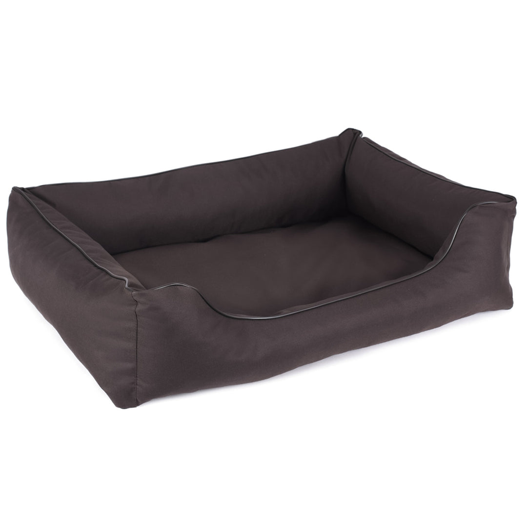 Mestizo Valencia Orthopedic Orthopädisches Haustierbett Hundekorb Tierbett Hundesofa Bezug aus wasserdichtem Polyestergewebe Cordura (Außenmaße: 65x50cm / Innenmaße: 41x27cm, Braun/Schwarz)