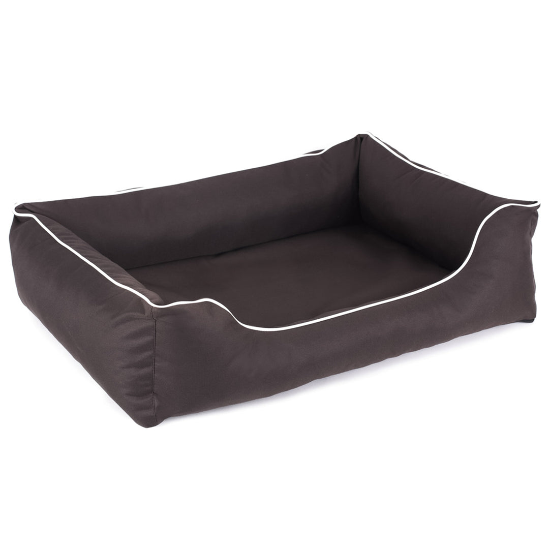 Mestizo Valencia Orthopedic Orthopädisches Haustierbett Hundekorb Tierbett Hundesofa Cordura Außenmaße: 65x50cm / Innenmaße: 41x27cm, Braun/Weiß