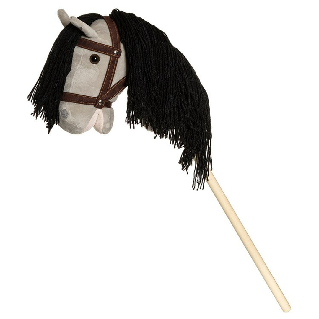 Graues Plüsch-Stockpferd mit braunen Zügeln, 80 cm – Realistisches Spielvergnügen für kleine Pferdeliebhaber