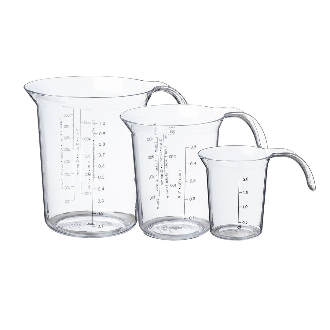 Plast Team Palermo Messbecher Set 3-er Pack 0,2L + 0,5L + 1L Fassungsvermögen, Kunststoff PP
