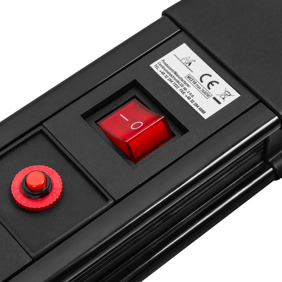 Maclean-Steckdosenleiste, Verlängerungskabel mit 10 Steckdosen, 2 Schaltern, Überlastschutz und -anzeige, 3680 W, MCE10