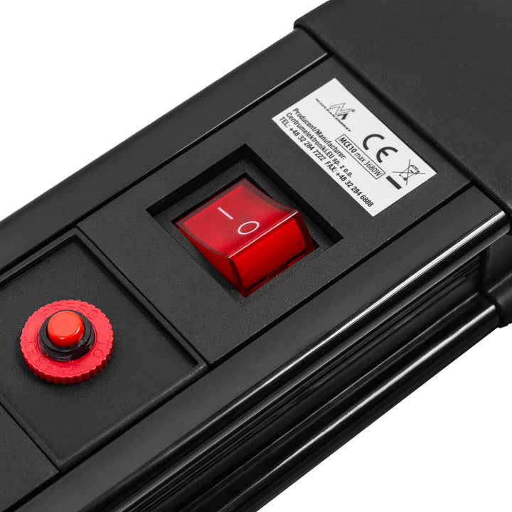 Maclean-Steckdosenleiste, Verlängerungskabel mit 10 Steckdosen, 2 Schaltern, Überlastschutz und -anzeige, 3680 W, MCE10