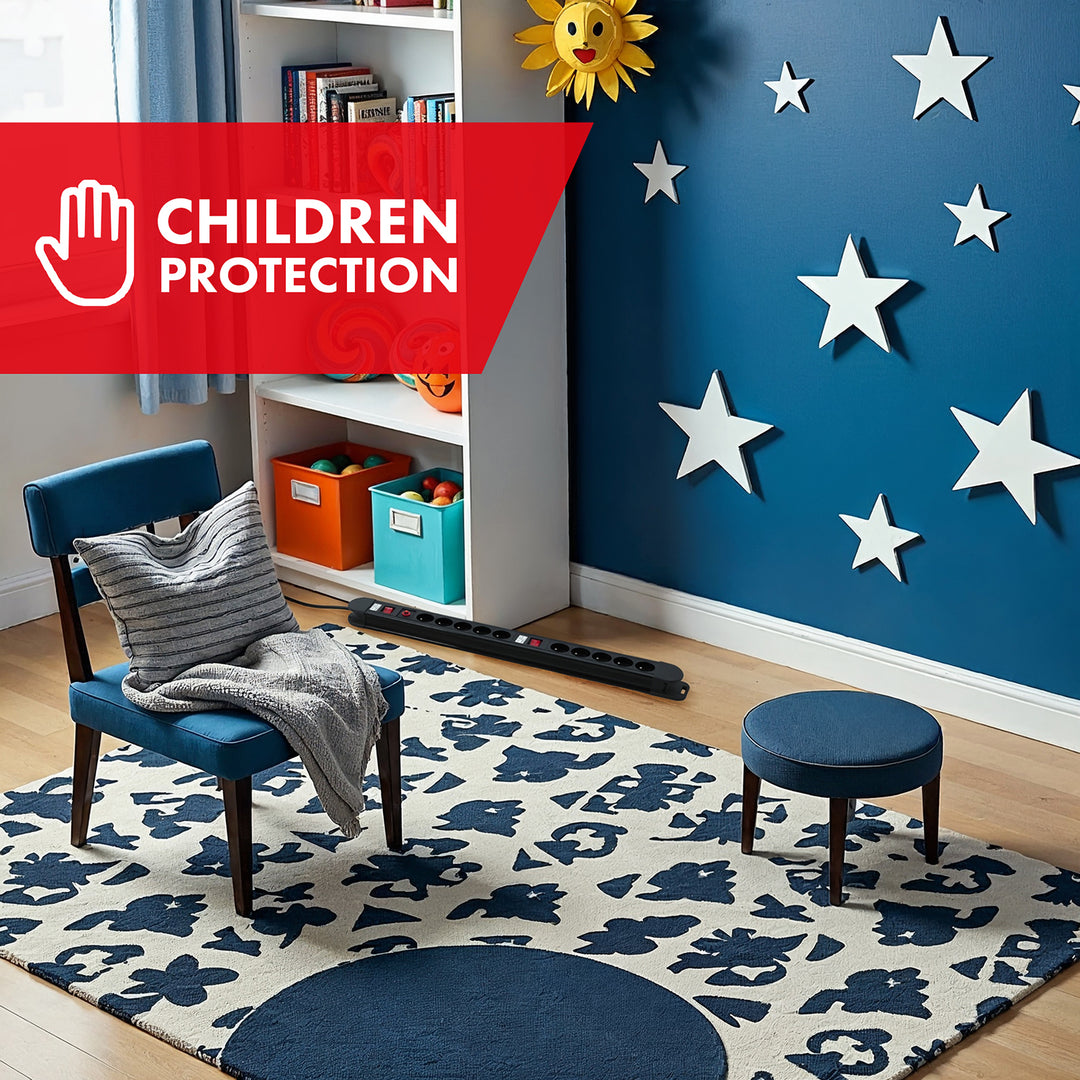 Maclean-Steckdosenleiste, Verlängerungskabel mit 10 Steckdosen, 2 Schaltern, Überlastschutz und -anzeige, 3680 W, MCE10