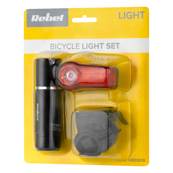 Fahrradlichtset URZ0015 vorne 1x LED 3W + hinten 3x LED Akku Power Rebel
