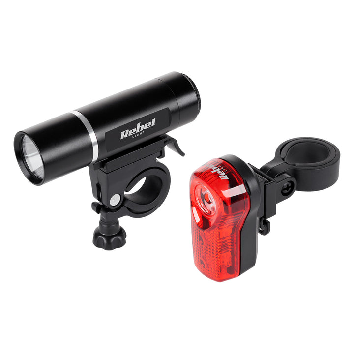 Fahrradlichtset URZ0015 vorne 1x LED 3W + hinten 3x LED Akku Power Rebel