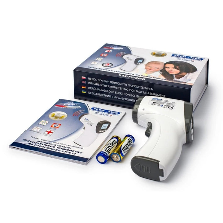 Tech-Med berührungsloses Thermometer, LCD-Anzeige, Speicher für 32 Ergebnisse, TM-F03BB