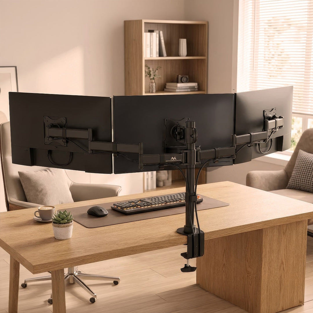 Maclean MC-691 3-Fach Tischhalterung Multi Monitorarm Monitorhalterung 13"-27" 3x8kg VESA 75x75 100x100