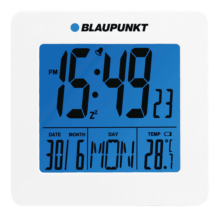 Wecker mit LCD-Display Thermometer mit Temperaturspeicher  Datum, Uhr weiß