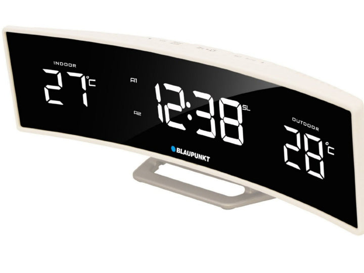 Blaupunkt CR12WH Radiowecker mit LED-Display, Temperatur Innentemperatur Außentemperatur Uhrzeit Wecker Weiß