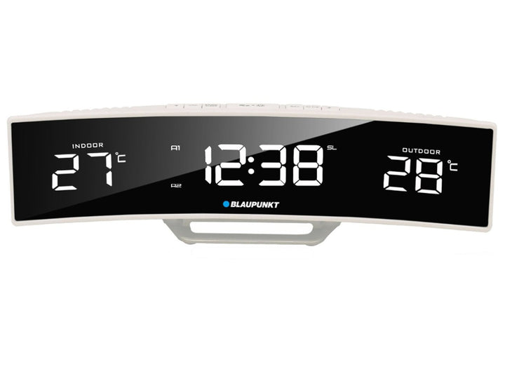 Blaupunkt CR12WH Radiowecker mit LED-Display, Temperatur Innentemperatur Außentemperatur Uhrzeit Wecker Weiß