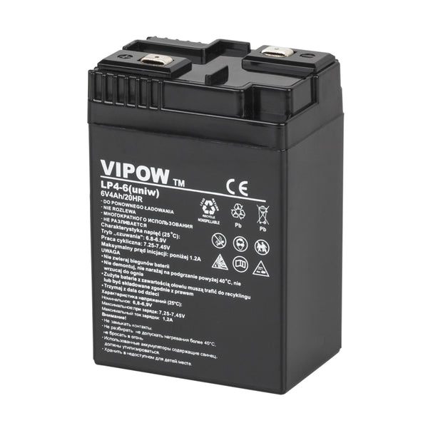 Vipow Gel-Batterie, wartungsfrei, lange Lebensdauer, 6V 4Ah, BAT0204