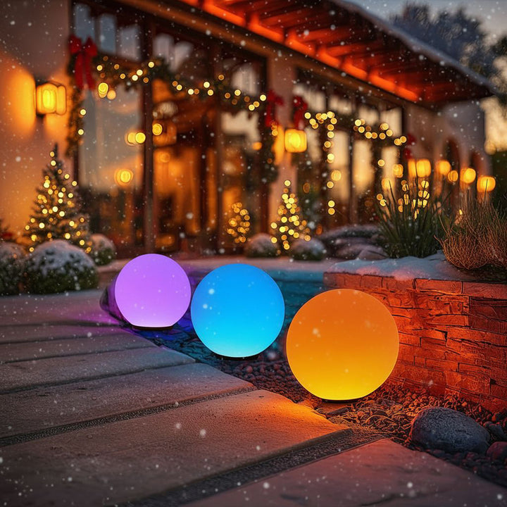 GreenBlue Solarlampe, freistehend, Garten, Kugel 25x25x58cm, RGB LED, GB165