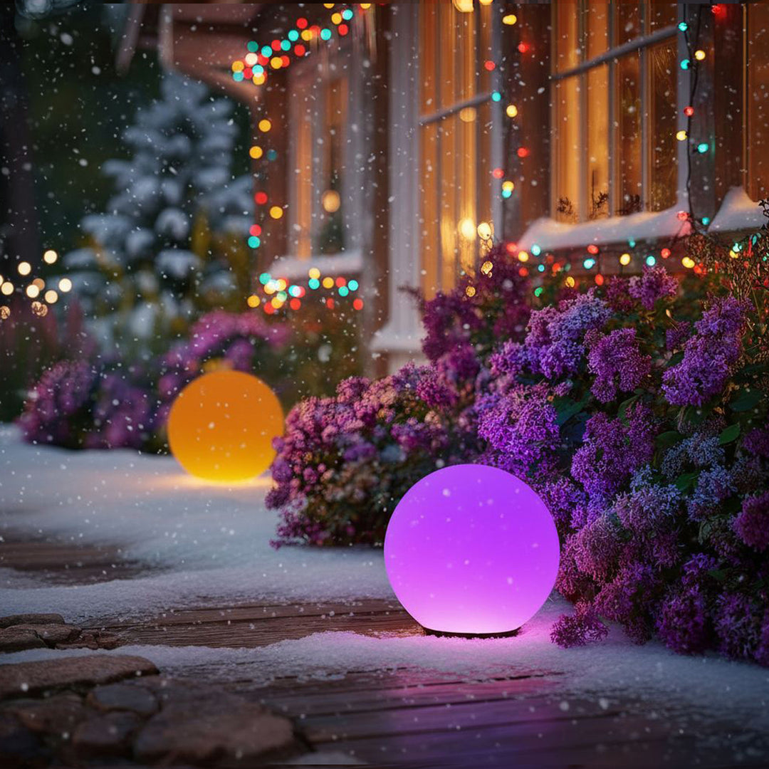 GreenBlue Solarlampe, freistehend, Garten, Kugel 25x25x58cm, RGB LED, GB165