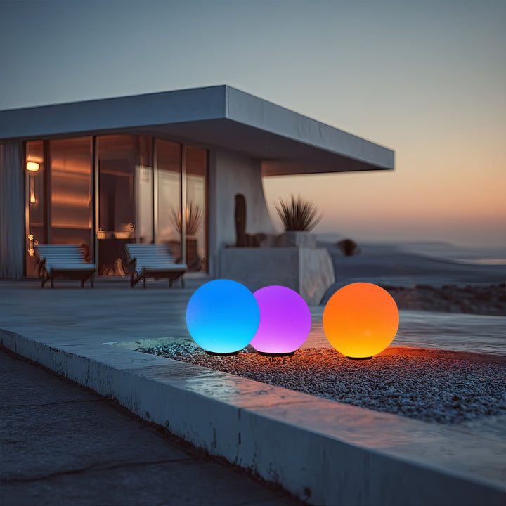 GreenBlue Solarlampe, freistehend, Garten, Kugel 25x25x58cm, RGB LED, GB165