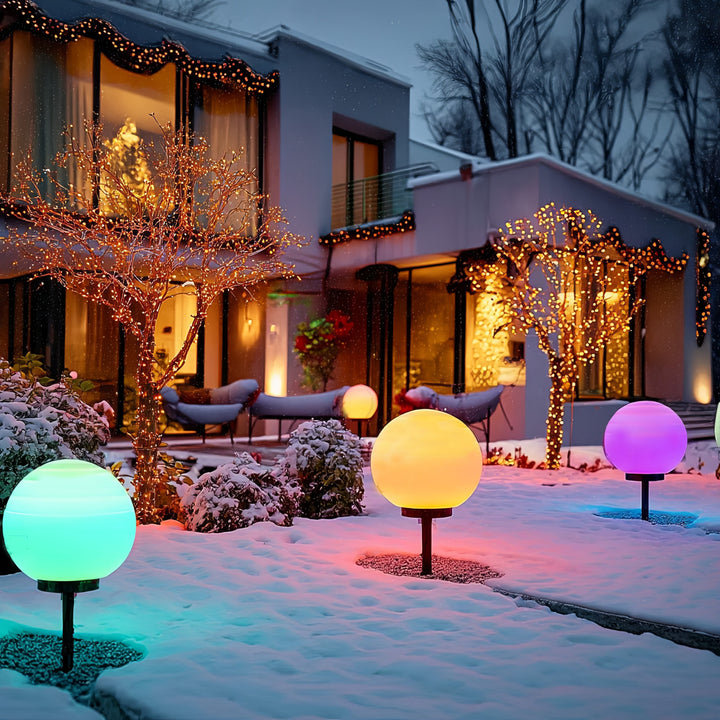 GreenBlue Solarlampe, freistehend, Garten, Kugel 25x25x58cm, RGB LED, GB165