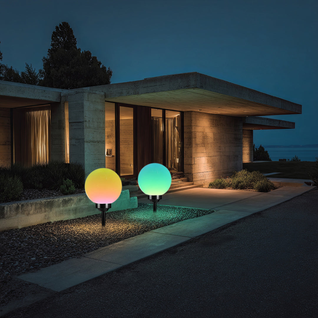 Solarlampe Solarkugel Kugelleuchte Gartenleuchte am Spies bunt 30 cm