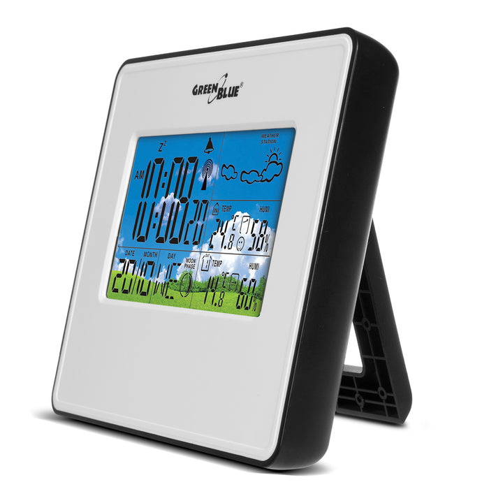 Funk-Wetterstation IN/OUT Temperatur Feuchtigkeit Mondphase GreenBlue GB147W weiß