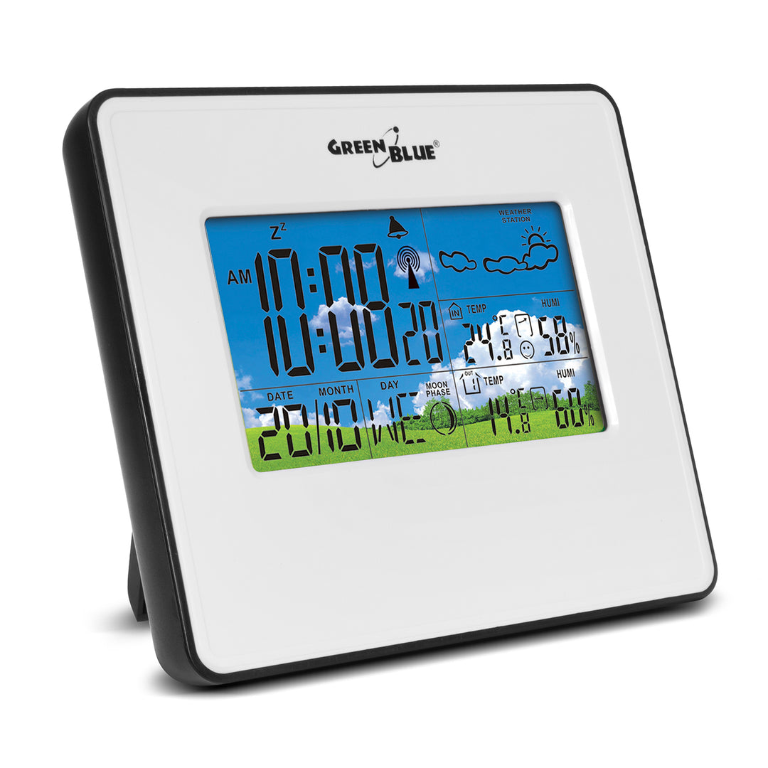 Funk-Wetterstation IN/OUT Temperatur Feuchtigkeit Mondphase GreenBlue GB147W weiß