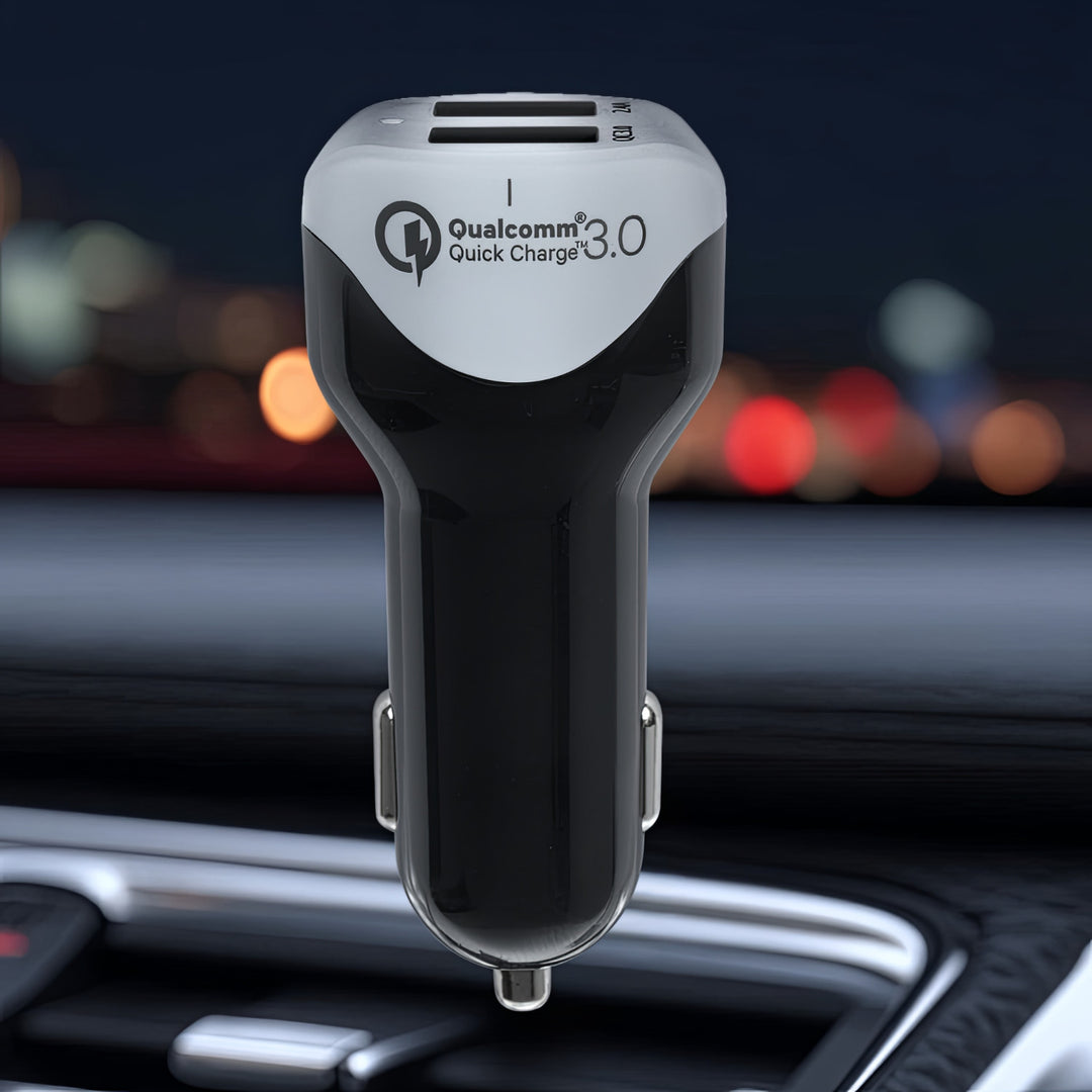 Autoladegerät max4.8A 2xUSB Maclean Energy MCE157 Qualcomm Quick Charge QC 3.0 plus Kabel 1.5m Silber