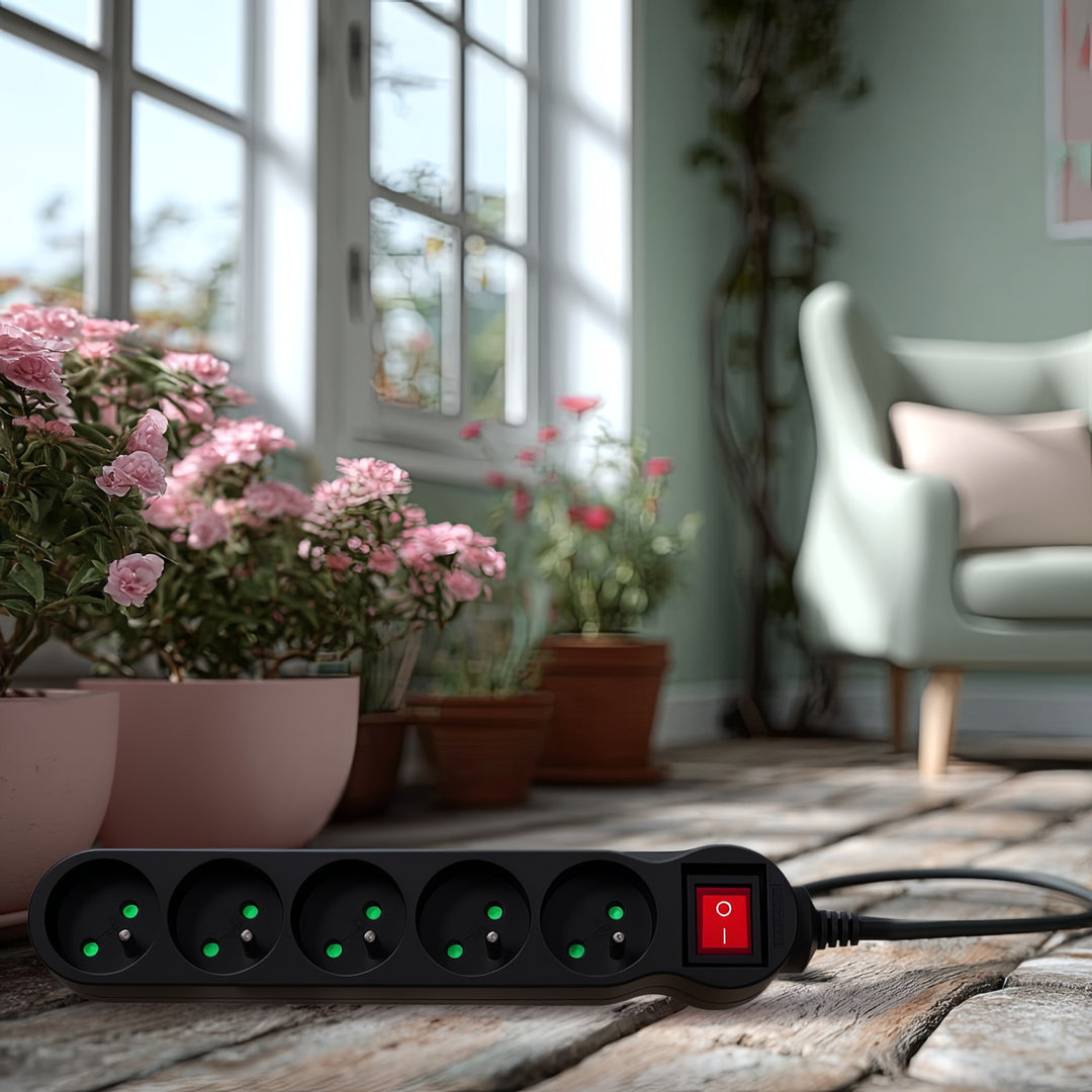 Maclean Steckdosenleiste MCE183 5 Steckdosen Verlängerungskabel mit Schalter