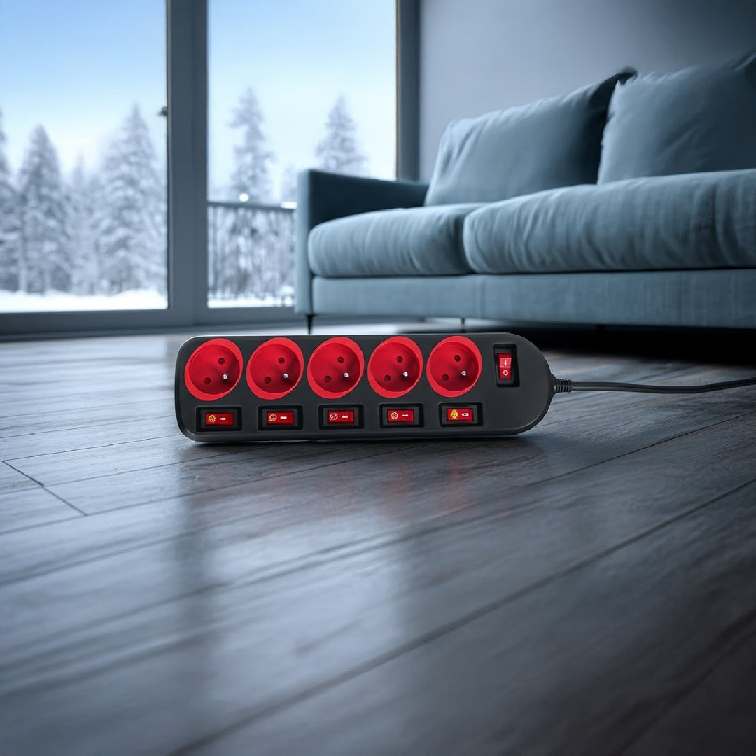Maclean Steckdosenleiste, 5 Steckdosen Verlängerungskabel, mit Schalter, 250VAC/10A, 1,5m, MCE204