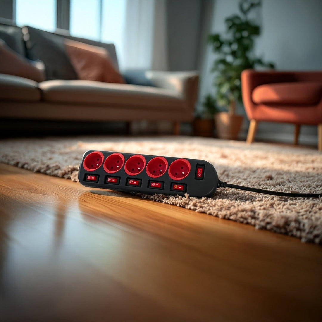 Maclean Steckdosenleiste, 5 Steckdosen Verlängerungskabel, mit Schalter, 250VAC/10A, 1,5m, MCE204