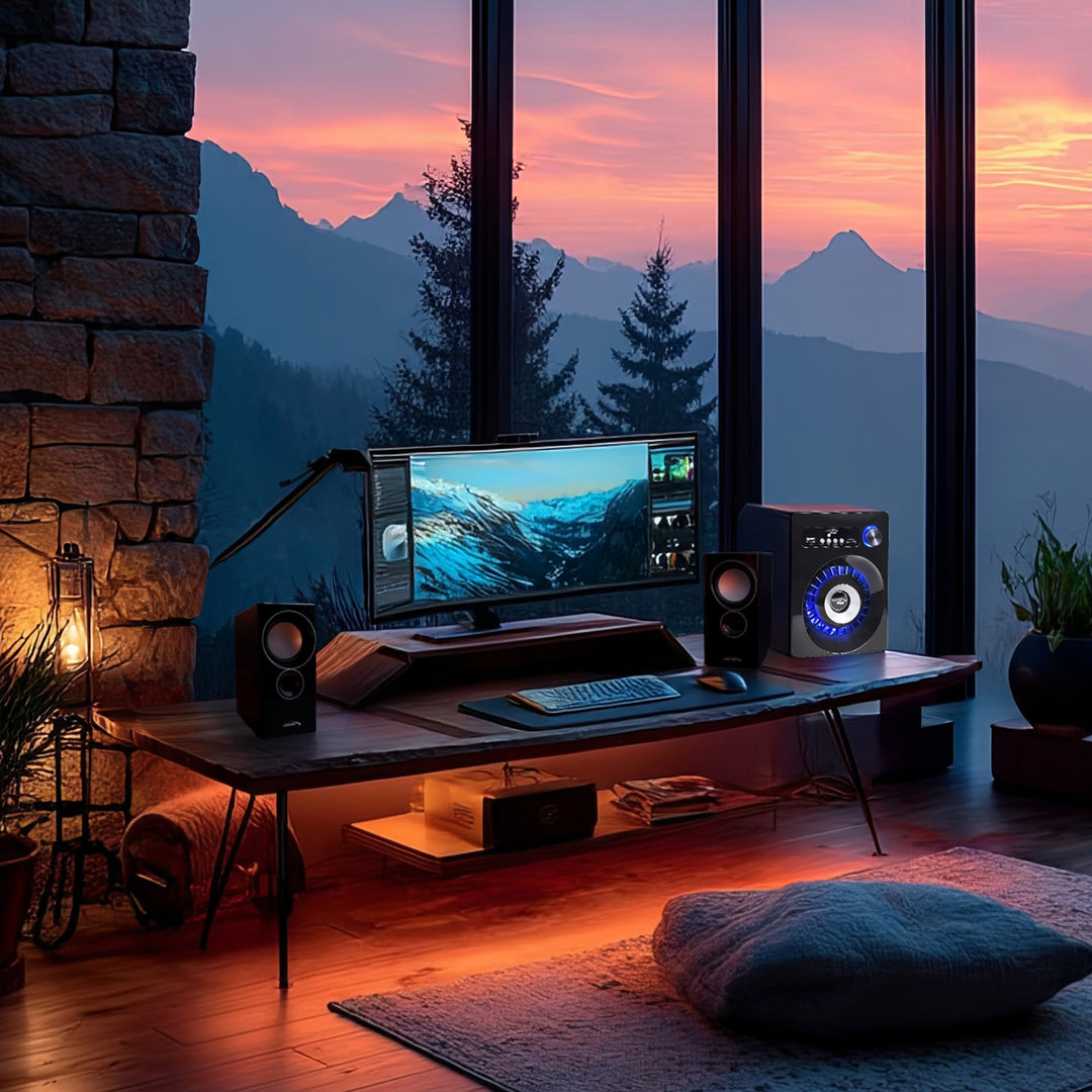 Audiocore AC910 2.1 Bluetooth Multimedia Lautsprechersystem Lautsprecher Subwoofer 280W P.M.P.O. Radio SD-Kartenslot AUX