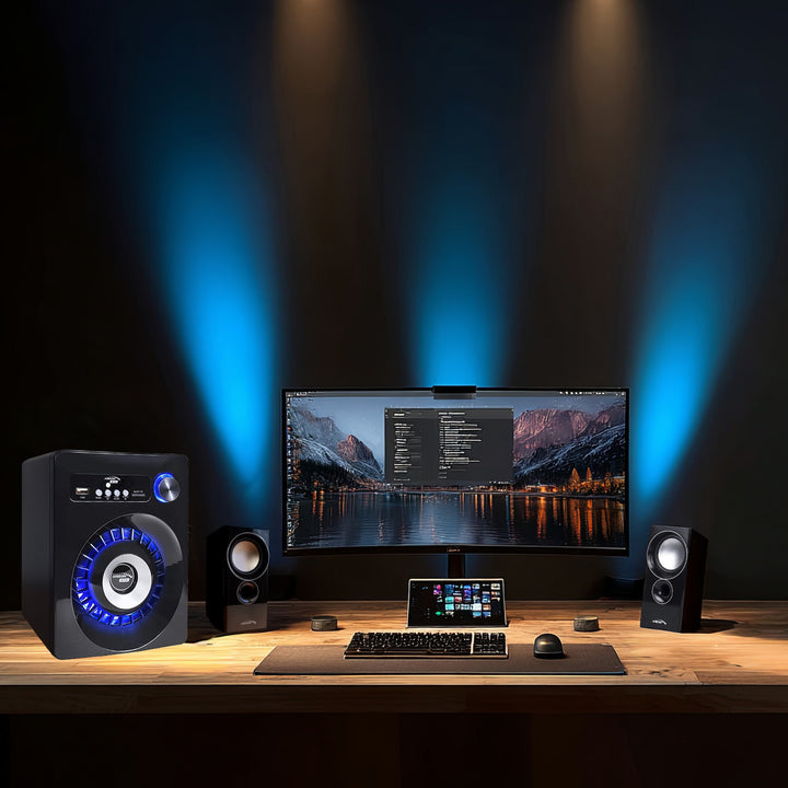 Audiocore AC910 2.1 Bluetooth Multimedia Lautsprechersystem Lautsprecher Subwoofer 280W P.M.P.O. Radio SD-Kartenslot AUX