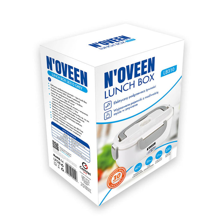 N'oveen Elektrische Lunchbox Speisenwärmer Edelstahl Warmhaltebox Tragbare Food Box für Nahrung 230V Grau